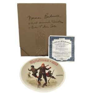 Norman Rockwell 2013 Christmas Collector Plate "On Thin Ice" Limited Edition